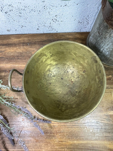 Vintage Antique French Solid Brass Kitchen Chocolate Mixing Bowl