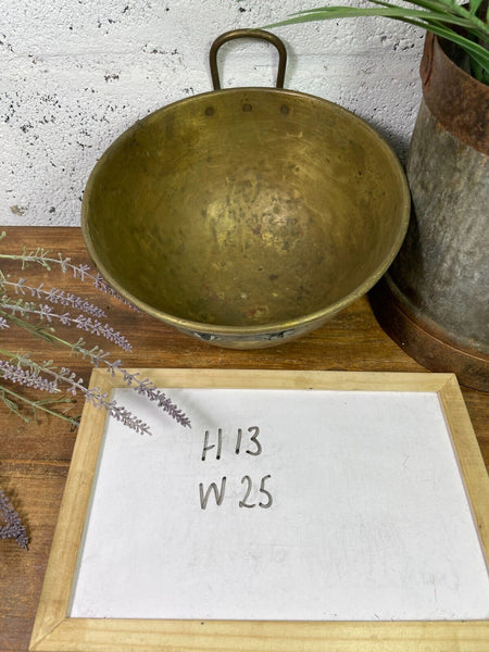 Vintage Antique French Solid Brass Kitchen Chocolate Mixing Bowl