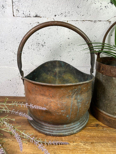 Vintage Copper Helmet Coal Bucket Military Arrow MOD Scuttle Fireside Log Burner