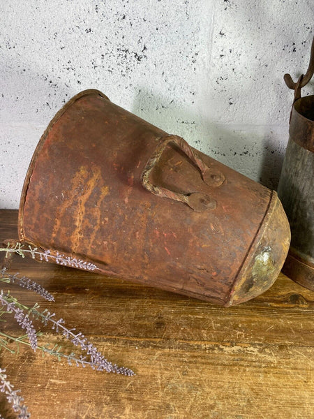 Vintage Rustic Galvanised Metal Fire Bucket Garden Planter Tub Hanging Basket