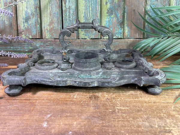 Antique French Rococo Heavy Bronze Ink Well