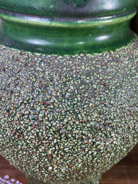 Vintage Antique French Glazed Green Terracotta Confit Oil Pot Urn
