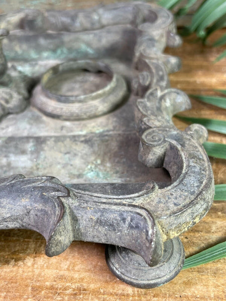 Antique French Rococo Heavy Bronze Ink Well