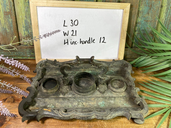 Antique French Rococo Heavy Bronze Ink Well