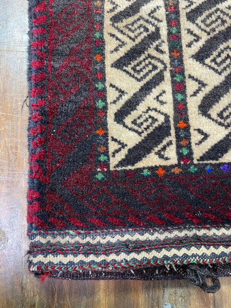 Vintage Afghan Hand Woven Wool Tribal Belouch Saddle Bag