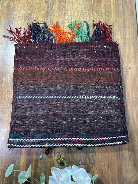 Vintage Afghan Hand Woven Wool Tribal Belouch Saddle Bag
