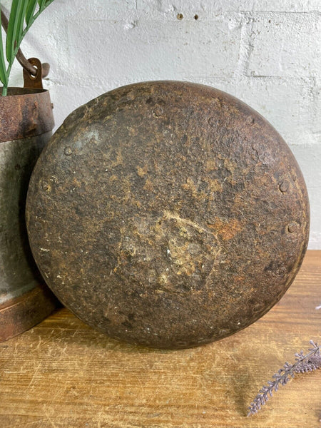 Vintage Authentic Indian Rustic Riveted Heavy Iron Water Pot Vase Planter Pot