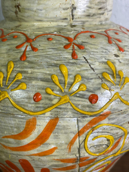 Vintage Indian Hand Painted Metal Urn Dry Flower Vase