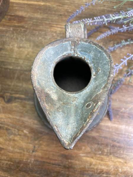 Vintage Rustic Galvanised Tin Metal Oil Measuring Jug Pitcher