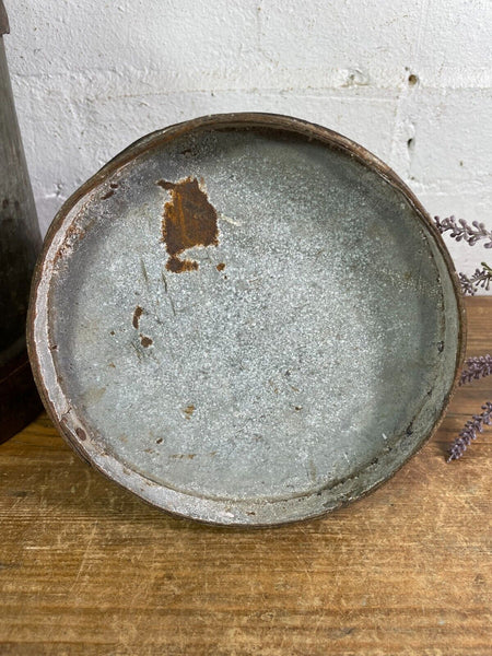 Vintage Rustic Galvanised Tin Metal Oil Measuring Jug Pitcher