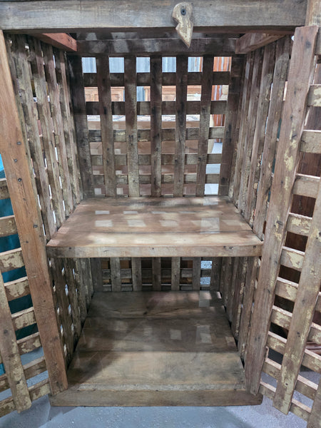 Vintage Rustic Indian Unique Hardwood Wooden Drinks Display Cage Cabinet