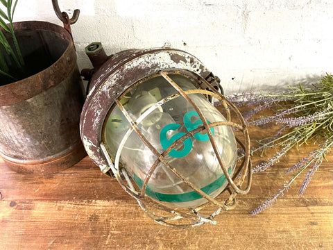 Vintage EOW Industrial Factory Explosion Ceiling Hanging Bulk Head Light Lamp