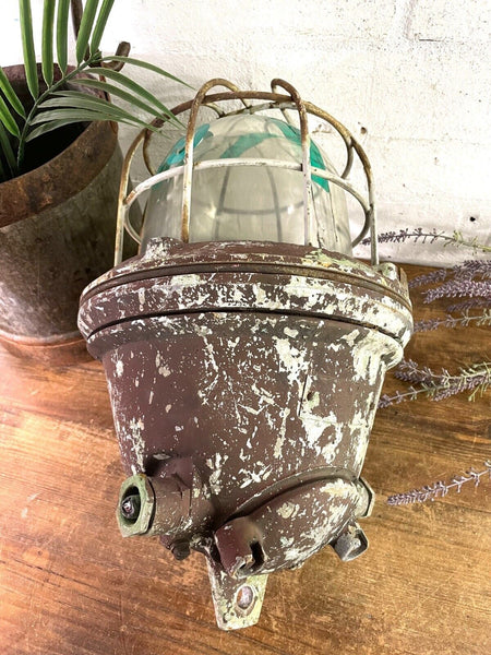 Vintage EOW Industrial Factory Explosion Ceiling Hanging Bulk Head Light Lamp