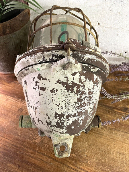 Vintage EOW Industrial Factory Explosion Ceiling Hanging Bulk Head Light Lamp