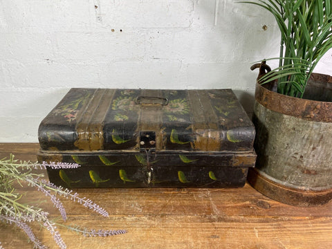 Vintage Industrial Indian Bombay Metal Railway Trunk Chest Luggage Coffee Table