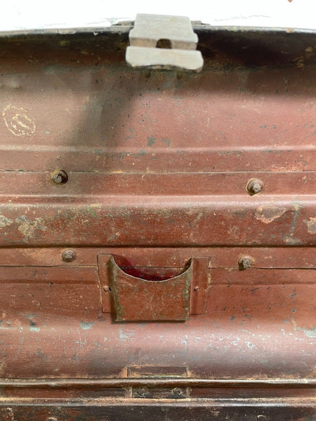 Vintage Industrial Indian Bombay Metal Railway Trunk Chest Luggage Coffee Table