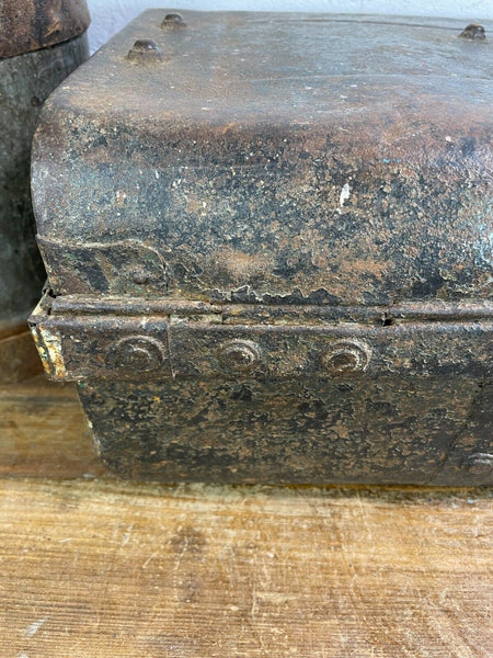 Vintage Industrial Indian Bombay Metal Railway Trunk Chest Luggage Coffee Table