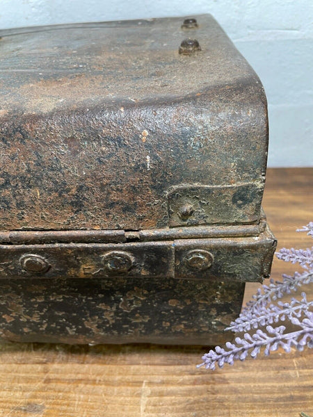 Vintage Industrial Indian Bombay Metal Railway Trunk Chest Luggage Coffee Table