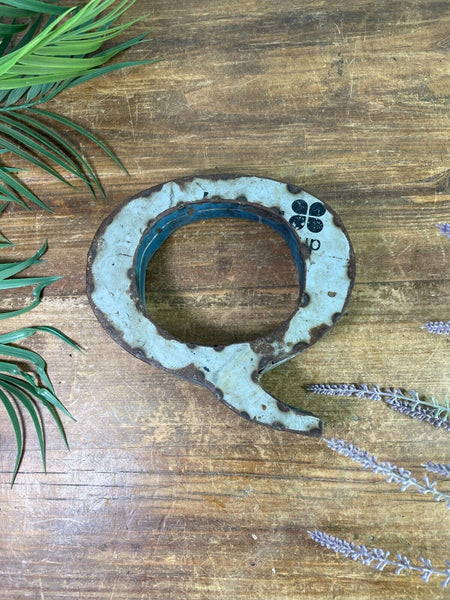 Letter Q Vintage Reclaimed Tin Metal Oil Drum Letters