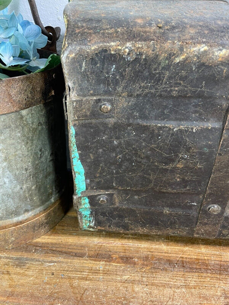 Vintage Industrial Indian Bombay Metal Railway Trunk Chest Luggage Coffee Table