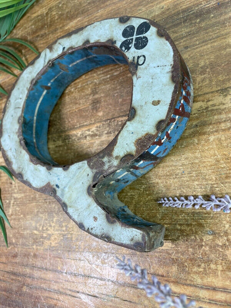 Letter Q Vintage Reclaimed Tin Metal Oil Drum Letters