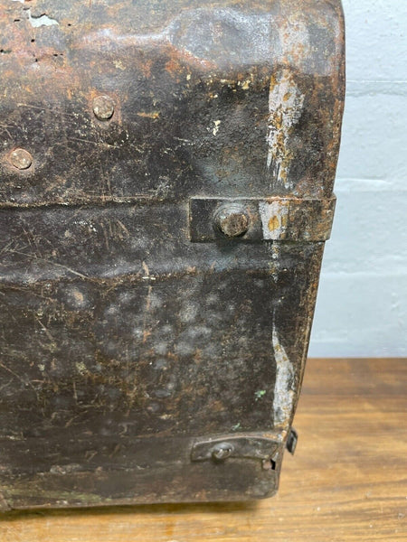 Vintage Industrial Indian Bombay Metal Railway Trunk Chest Luggage Coffee Table