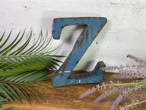 Letter Z Vintage Reclaimed Tin Metal Oil Drum Letters