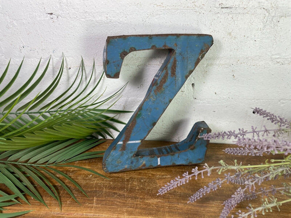 Letter Z Vintage Reclaimed Tin Metal Oil Drum Letters