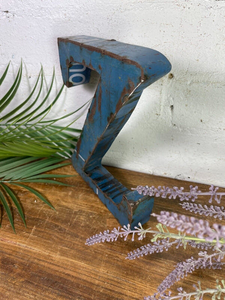 Letter Z Vintage Reclaimed Tin Metal Oil Drum Letters