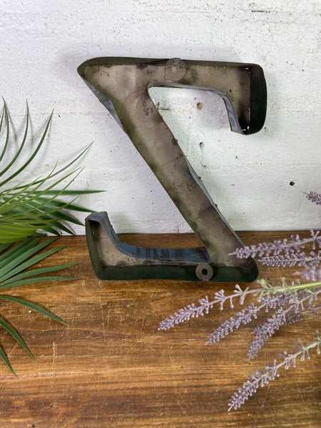 Letter Z Vintage Reclaimed Tin Metal Oil Drum Letters