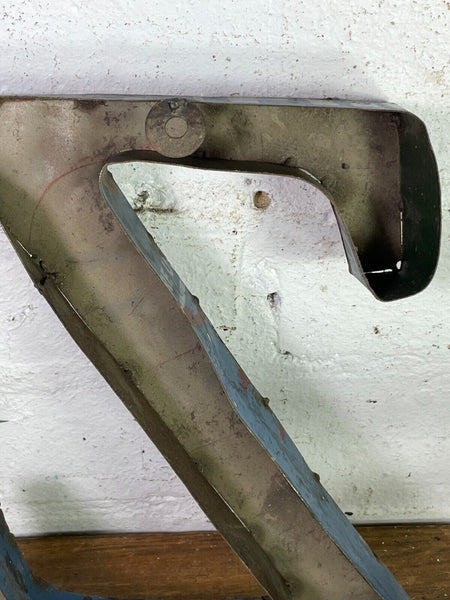 Letter Z Vintage Reclaimed Tin Metal Oil Drum Letters