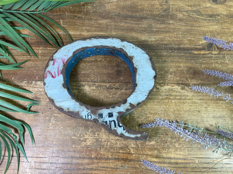 Letter Q Vintage Reclaimed Tin Metal Oil Drum Letters