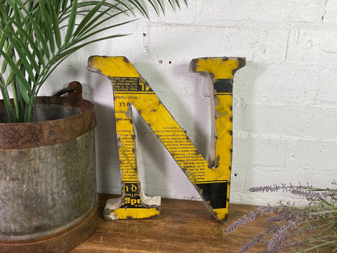 Letter  N Vintage Reclaimed Tin Metal Oil Drum Letters