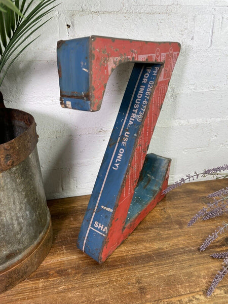 Letter Z Vintage Reclaimed Tin Metal Oil Drum Letters