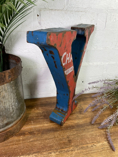 Letter  Y Vintage Reclaimed Tin Metal Oil Drum Letters