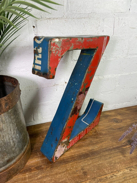 Letter Z Vintage Reclaimed Tin Metal Oil Drum Letters