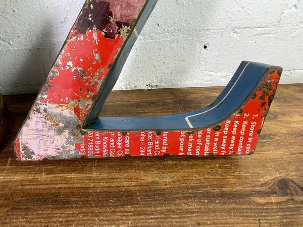 Letter Z Vintage Reclaimed Tin Metal Oil Drum Letters