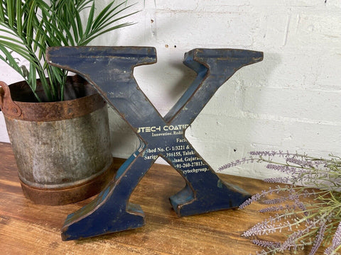 Letter  X Vintage Reclaimed Tin Metal Oil Drum Letters
