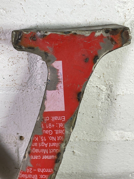 Letter V Vintage Reclaimed Tin Metal Oil Drum Letters