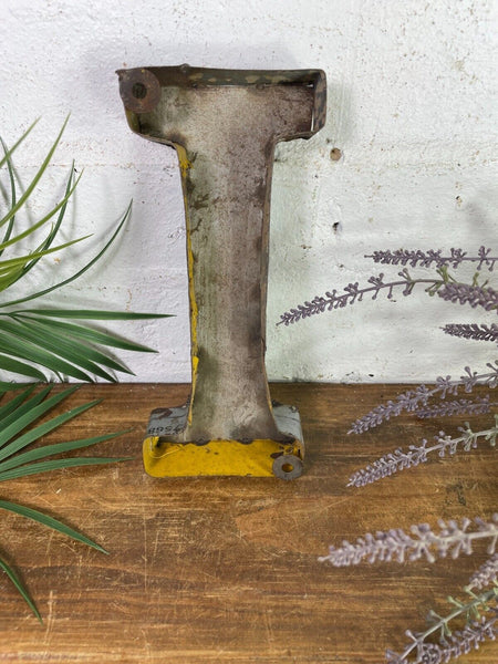 Letter I Vintage Reclaimed Tin Metal Oil Drum Letters