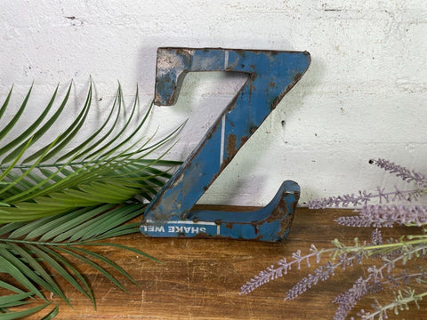 Letter Z Vintage Reclaimed Tin Metal Oil Drum Letters