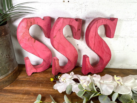 Letter S Vintage Reclaimed Wooden Wall Letters