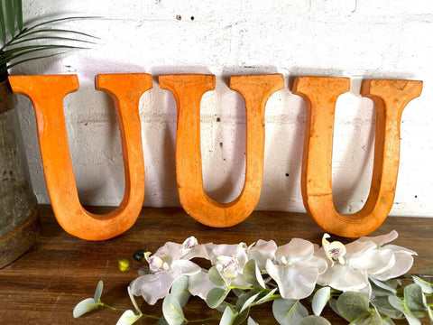 Letter U Vintage Reclaimed Wooden Wall Letters