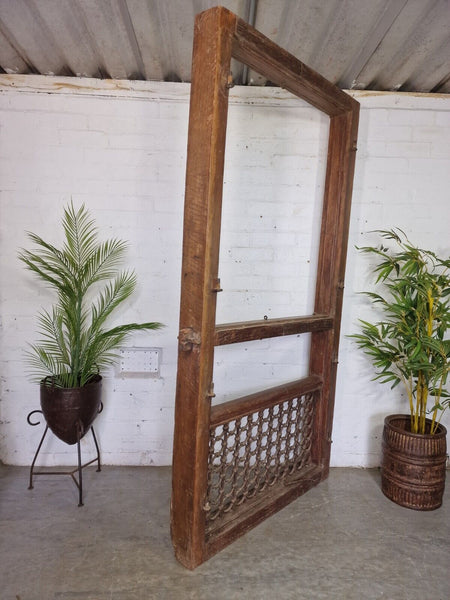 Large Pair Antique Indian Rustic Teak Wooden Window Stutters Doors  Iron Work