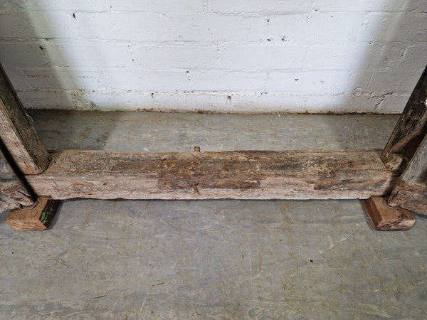 Large Pair Reclaimed Antique Indian Rustic Solid Wooden Doors With Frame
