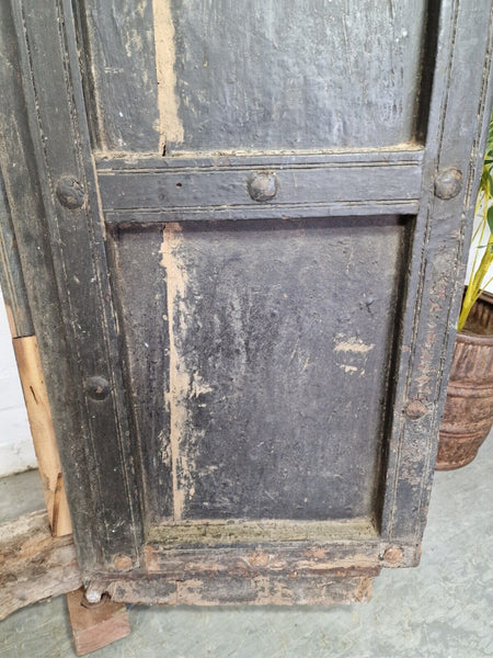 Large Pair Reclaimed Antique Indian Rustic Solid Wooden Doors With Frame