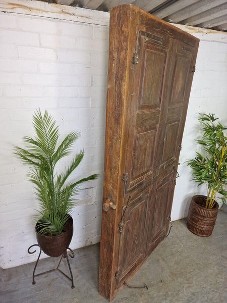 Large Pair Antique Indian Rustic Teak Wooden Window Stutters Doors  Iron Work