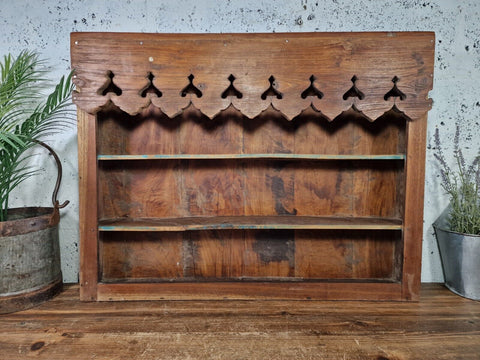 Vintage Reclaimed Indian Solid Wooden Wall Shelves Bookcase Display Unit