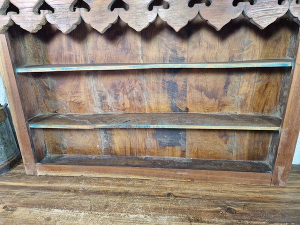 Vintage Reclaimed Indian Solid Wooden Wall Shelves Bookcase Display Unit