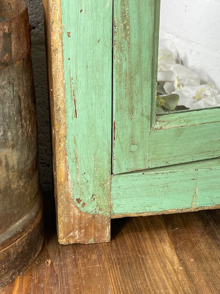 Vintage Reclaimed Green Indian Wooden Window Frame With Mirror Home Garden Decor